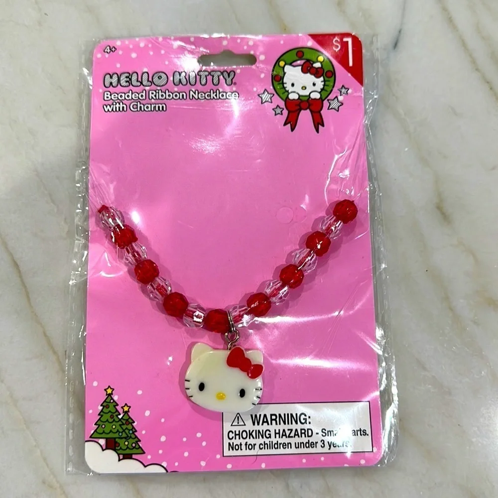 2014 Hello Kitty Beaded Ribbon Necklace With Charm